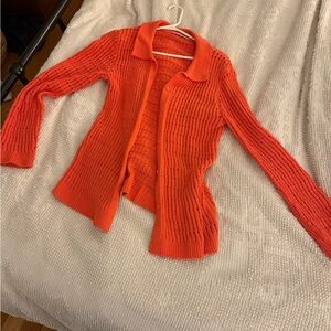Bright Orange Knit Cardigan
